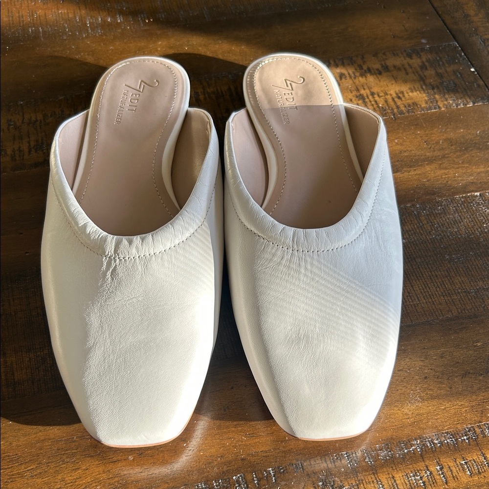 27 EDIT Cream Leather Mules